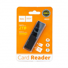 Картридер HOCO HB20 Mindful 2 in 1 USB 2.0/480Mbps, USB-А на microSD, SD (черный) Картридер HOCO HB20 Mindful 2 in 1 USB 2.0/480Mbps, USB-А на microSD, SD (черный)