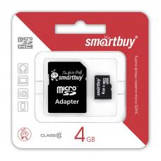 Карта памяти SmartBuy Micro SD 4Гб (class 10) (с адаптером SD) Карта памяти SmartBuy Micro SD 4Гб (class 10) (с адаптером SD)
