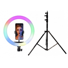 Набор: Цветная кольцевая светодиодная лампа с держателем RGB LED MJ-26 (26 см) Soft Ring Light + Штатив 210 см. (white) Набор: Цветная кольцевая светодиодная лампа с держателем RGB LED MJ-26 (26 см) Soft Ring Light + Штатив 210 см. (white)