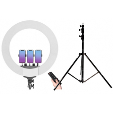 Набор: Кольцевая светодиодная лампа с 3-мя держателями M22S (55 см) LED Soft Ring Light + Штатив 210 см. (white) Набор: Кольцевая светодиодная лампа с 3-мя держателями M22S (55 см) LED Soft Ring Light + Штатив 210 см. (white)