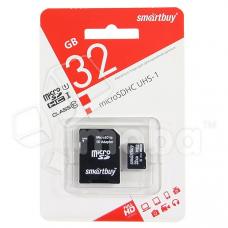 Карта памяти MicroSDHC 32GB Class 10 Smartbuy UHS-I + SD адаптер