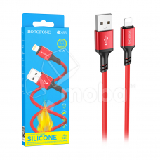 Кабель USB - Lightning (для iPhone) Borofone BX83 (2.4A, силикон, термостойкий) Красный
