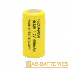 Аккумулятор ET H-2/3AA650 14.5*28.0, 1.2В, 650мАч, Ni-MH (1/20/1000) Аккумулятор ET H-2/3AA650 14.5*28.0, 1.2В, 650мАч, Ni-MH (1/20/1000)