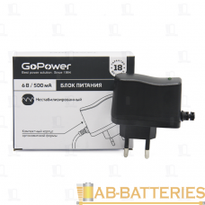Блок питания GoPower 500mA 6V 5,5x2,5/12мм нестабилизированный положительная полярность (1/100) Блок питания GoPower 500mA 6V 5,5x2,5/12мм нестабилизированный положительная полярность (1/100)