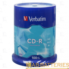 Диск CD-R Verbatim DL 700MB 52x 100шт. cake box (100/400) Диск CD-R Verbatim DL 700MB 52x 100шт. cake box (100/400)