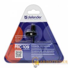 Микрофон Defender MIC-109 конденсаторный 54 дБ 1.8м на прищепке черный (1/50) Микрофон Defender MIC-109 конденсаторный 54 дБ 1.8м на прищепке черный (1/50)