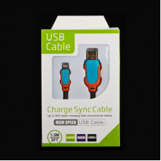 USB Дата-кабель KS-U505 Apple iPhone/iPad/iPad mini Lightning в жесткой оплетке (голубой/оранжевый)