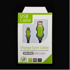 USB Дата-кабель KS-U505 Apple iPhone/iPad/iPad mini Lightning в жесткой оплетке (зеленый/серый)