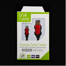USB Дата-кабель KS-U505 Apple iPhone/iPad/iPad mini Lightning в жесткой оплетке (красный/черный)