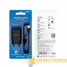 Сетевое З/У Borofone BA20A 1USB 2.1A с кабелем Lightning черный (1/48/192) Сетевое З/У Borofone BA20A 1USB 2.1A с кабелем Lightning черный (1/48/192)
