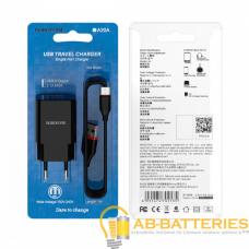 Сетевое З/У Borofone BA20A 1USB 2.1A с кабелем microUSB черный (1/48/192) Сетевое З/У Borofone BA20A 1USB 2.1A с кабелем microUSB черный (1/48/192)
