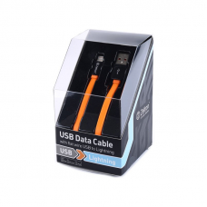 USB кабель передачи данных Zetton Flat разъем Lightning плоский черный с оранжевым (ZTLSUSBFCA8BO)