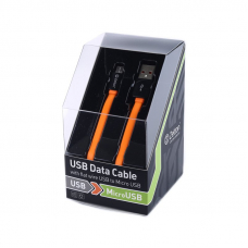 USB кабель передачи данных Zetton Flat разъем Micro USB плоский черный с оранжевым (ZTLSUSBFCMCBO)