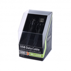 USB кабель передачи данных Zetton Flat разъем Micro USB плоский черный полностью (ZTLSUSBFCMCFB)