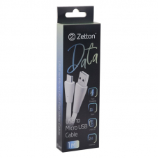 USB кабель Zetton USB SyncCharge Flat Wide Data Cable USB to Micro USB плоский пластиковые разьемы (белый) ZTUSBFWWMC