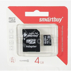 Карта памяти MicroSDHC 4GB Class 10 Smart Buy + SD адаптер Карта памяти MicroSDHC 4GB Class 10 Smart Buy + SD адаптер