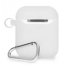 Защитный силиконовый чехол для наушников AirPods Тонкий с карабином (white) Защитный силиконовый чехол для наушников AirPods Тонкий с карабином (white)