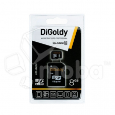 Карта памяти MicroSDHC 8GB Class 10 DiGoldy + SD адаптер