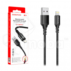 Кабель USB - Lightning Borofone BX54 (2.4A, оплетка нейлон) Черный Кабель USB - Lightning Borofone BX54 (2.4A, оплетка нейлон) Черный