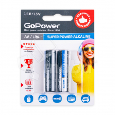 Батарейка AA LR6 GoPower Super Alkaline 1.5V (2 шт. в блистере) Батарейка AA LR6 GoPower Super Alkaline 1.5V (2 шт. в блистере)