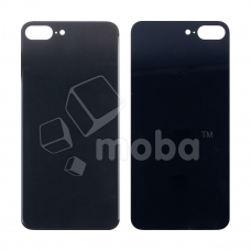 Задняя крышка для iPhone 8 Plus Черный (стекло, широкий вырез под камеру, логотип) - Премиум