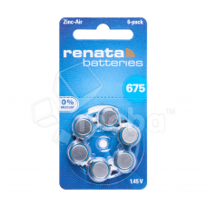 Батарейка ZA675 Renata Zinc Air 1.45V для слуховых аппаратов (6 шт. в блистере)